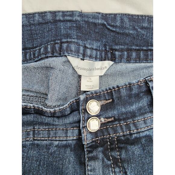 Christopher Banks Womens Jeans Sie 16 Short Stretch with bling buttons - Picture 6 of 10